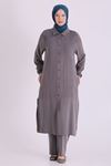 Behrem Güpür Detaylı Takım-LYN04663 Duman Gri