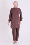 Behrem Çıtçıt Detaylı Takım-LYN04676 Kahve