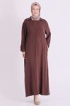 Behrem Zımba Detaylı Elbise-LYN04678 Kahve