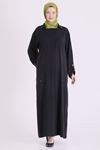 Behrem Zımba Detaylı Elbise-LYN04678 Siyah