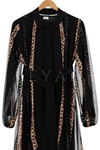 Pul Payet Detaylı Abaya Takım- LYN01214   Siyah-Bakır