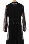 Pul Payet Detaylı Abaya Takım- LYN01214   Siyah-Bakır