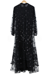 Pul Payet İşlemeli Abaya Takım- LYN01982 Siyah