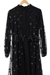 Pul Payet İşlemeli Abaya Takım- LYN01982 Siyah