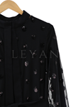 Pul Payet İşlemeli Abaya Takım- LYN01982 Siyah