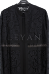 Femina Güpür Ceket Takım-LYN04684 Siyah
