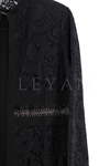 Femina Güpür Ceket Takım-LYN04684 Siyah