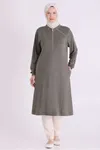 Behrem Fermuarlı Tunik-LYN04688 Yeşil