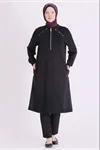 Behrem Fermuarlı Tunik-LYN04688 Siyah