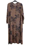 Çiçek Desenli Elbise- LYN04689 Kahve