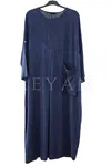 Cep Detaylı Elbise-LYN04691 Lacivert