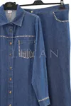 Orhan Store Zımba Detaylı Kot Takım-LYN04692 İndigo