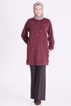 Behrem Taş İşlemeli Tunik-LYN04698 Bordo