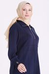 Behrem Nervür Detaylı Tunik-LYN04704 Lacivert