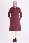 Behrem Nervür Detaylı Tunik-LYN04704 Bordo