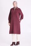 Behrem Nervür Detaylı Tunik-LYN04704 Bordo