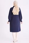 Behrem Nervür Detaylı Tunik-LYN04704 Lacivert