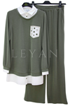 Orhan Store Gömlek Detaylı Takım-LYN04719 Haki