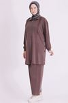 Behrem Nervür Detaylı Takım-LYN04720 Kahve
