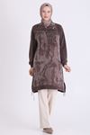 Behrem Qupra Detaylı Tunik-LYN04726 Kahve