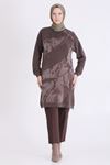 Behrem Qupra Ve Fermuar Detaylı Tunik-LYN04728 Kahve