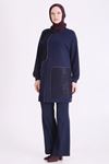 Behrem Güpür Detaylı Tunik-LYN04727 Lacivert