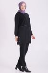 Behrem Güpür Detaylı Tunik-LYN04727 Siyah