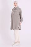 Behrem Yakası Çıtçıtlı Tunik-LYN04729 Çağla