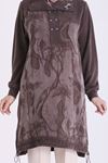 Behrem Qupra Detaylı Tunik-LYN04726 Kahve