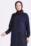 Behrem Güpür Detaylı Tunik-LYN04727 Lacivert