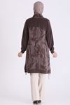 Behrem Qupra Detaylı Tunik-LYN04726 Kahve