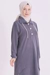 Behrem Yakası Çıtçıtlı Tunik-LYN04729 Duman Gri