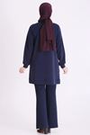 Behrem Güpür Detaylı Tunik-LYN04727 Lacivert