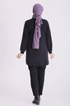 Behrem Güpür Detaylı Tunik-LYN04727 Siyah