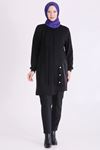 Behrem Deri Detaylı Tunik-LYN04731 Siyah