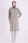 Behrem Yakası Fermuarlı Tunik-LYN04730 Çağla