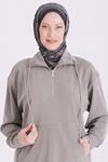 Behrem Yakası Fermuarlı Tunik-LYN04730 Çağla
