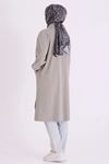 Behrem Yakası Fermuarlı Tunik-LYN04730 Çağla