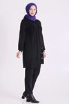 Behrem Deri Detaylı Tunik-LYN04731 Siyah