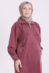 Behrem Yakası Fermuarlı Tunik-LYN04730 Mürdüm