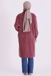 Behrem Yakası Fermuarlı Tunik-LYN04730 Mürdüm