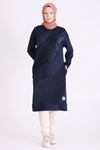 Behrem Kadife Ve Taş Detaylı Tunik-LYN04733 Lacivert
