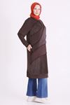 Behrem Kadife Ve Taş Detaylı Tunik-LYN04733 Kahve