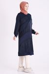 Behrem Kadife Ve Taş Detaylı Tunik-LYN04733 Lacivert