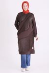Behrem Kadife Ve Taş Detaylı Tunik-LYN04733 Kahve