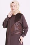 Behrem Deri Ve Kürk Detaylı Takım-LYN04739 Koyu Kahve