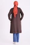Behrem Kadife Ve Taş Detaylı Tunik-LYN04733 Kahve