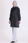 Behrem Kadife Detaylı Tunik-LYN04734 Siyah