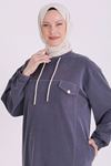 Behrem Cep Detaylı Dikişli Elbise-LYN04743 Lacivert