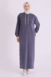 Behrem Cep Detaylı Dikişli Elbise-LYN04743 Lacivert